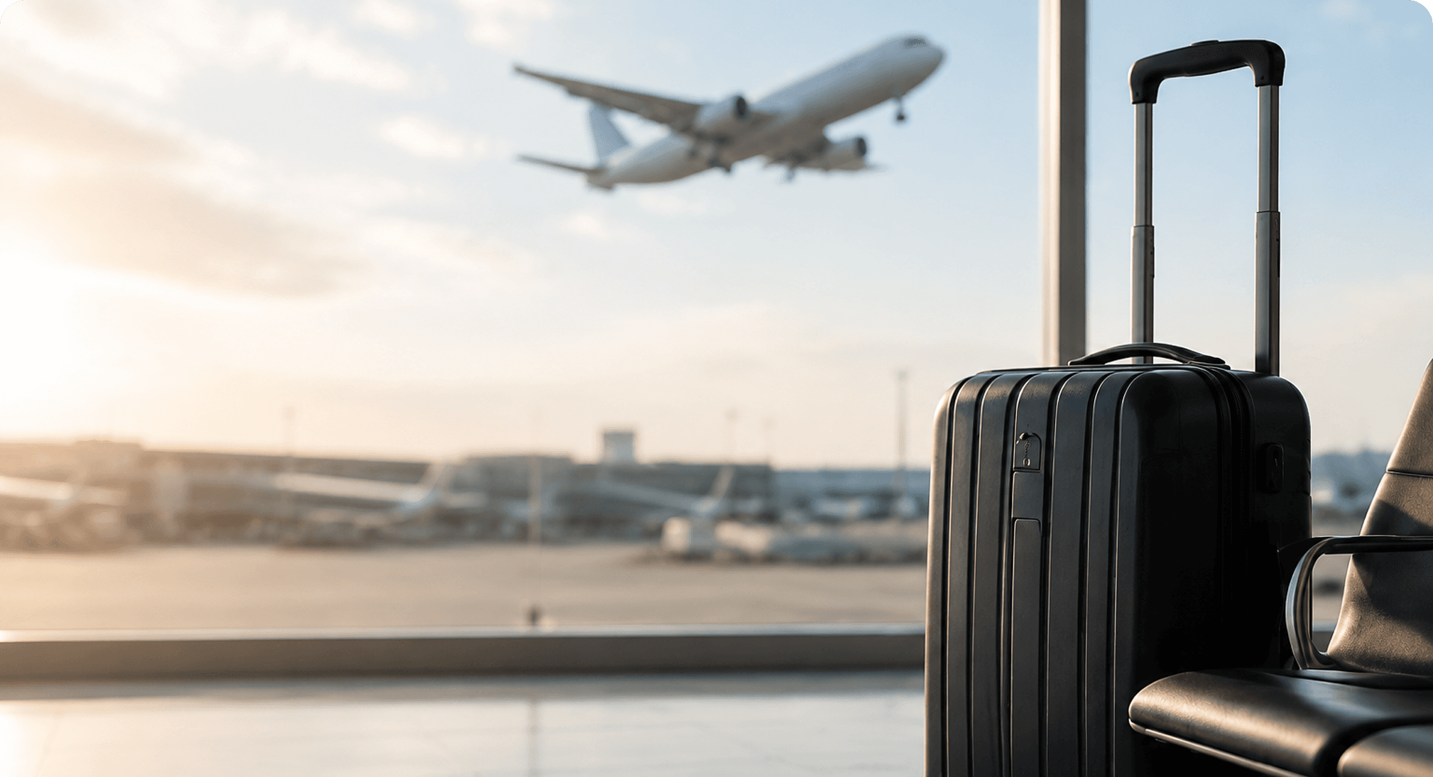 Airport view with suitcase