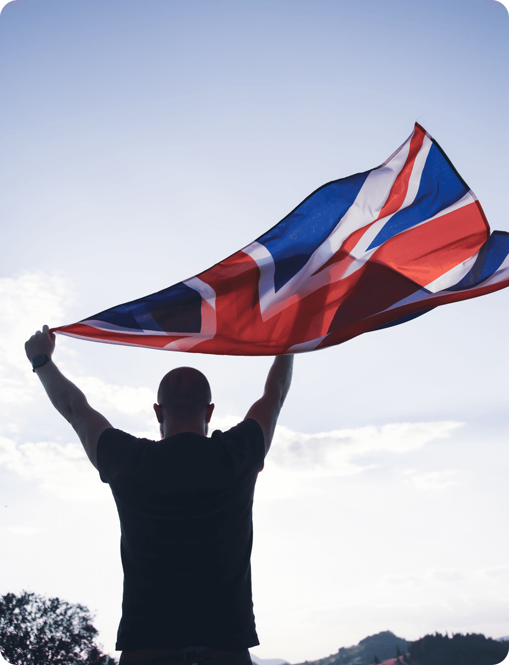 Person holding Australian flag